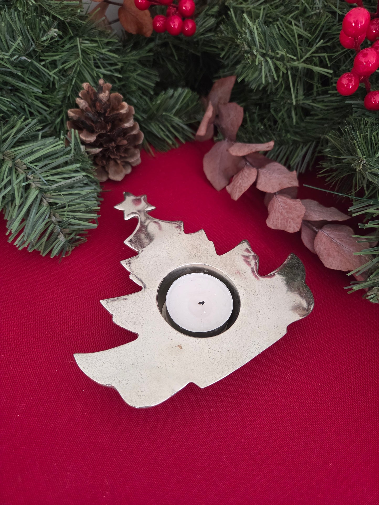 Silver Christmas Tree Tealight Holder