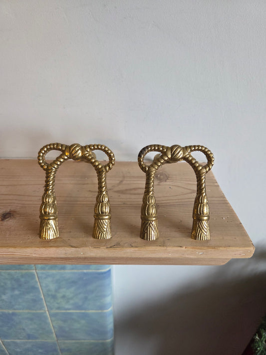 Vintage Brass Bow Curtain Holdbacks