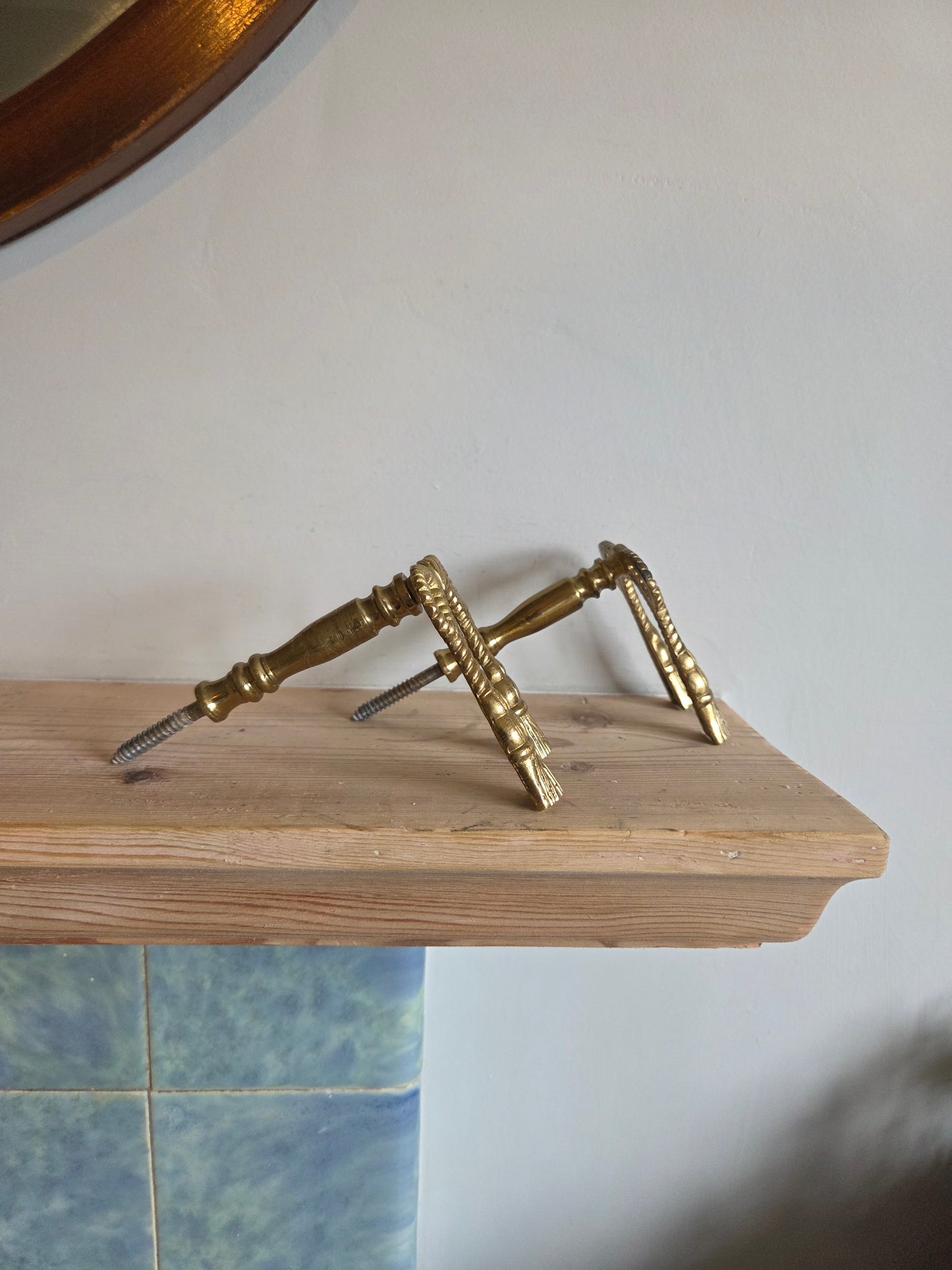 Vintage Brass Bow Curtain Holdbacks