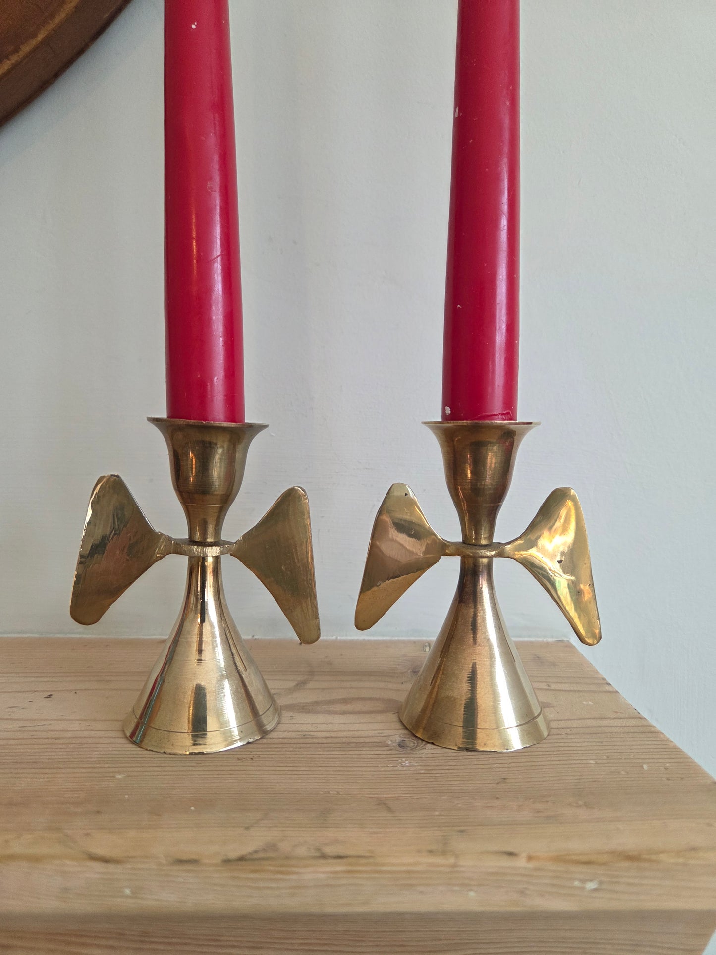 Pair of Brass Angel Wing Candlesticks