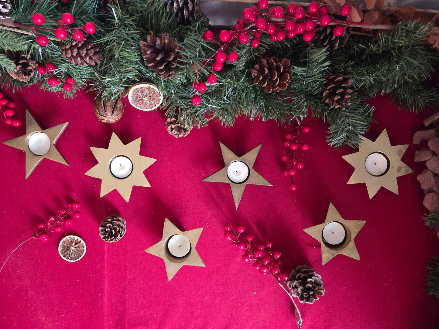 Pair of Brass Star Tealight Holders