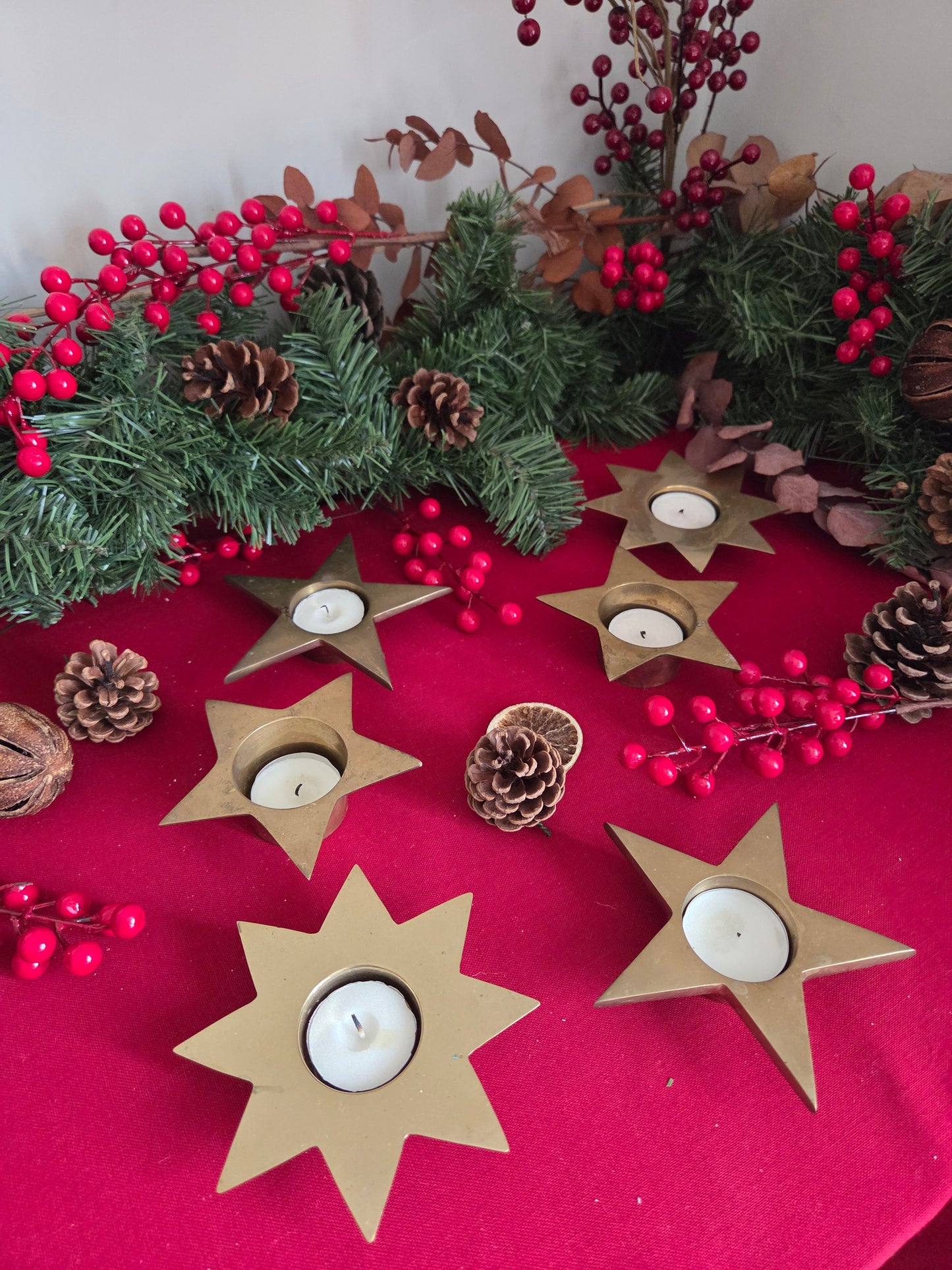 Pair of Brass Star Tealight Votives