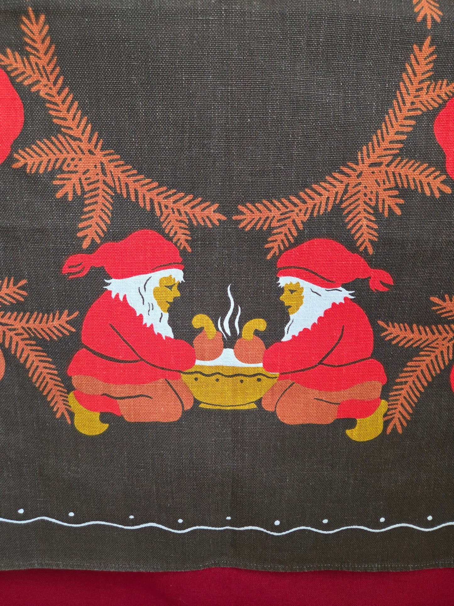 Vintage Swedish Christmas Tablecloth - Brown