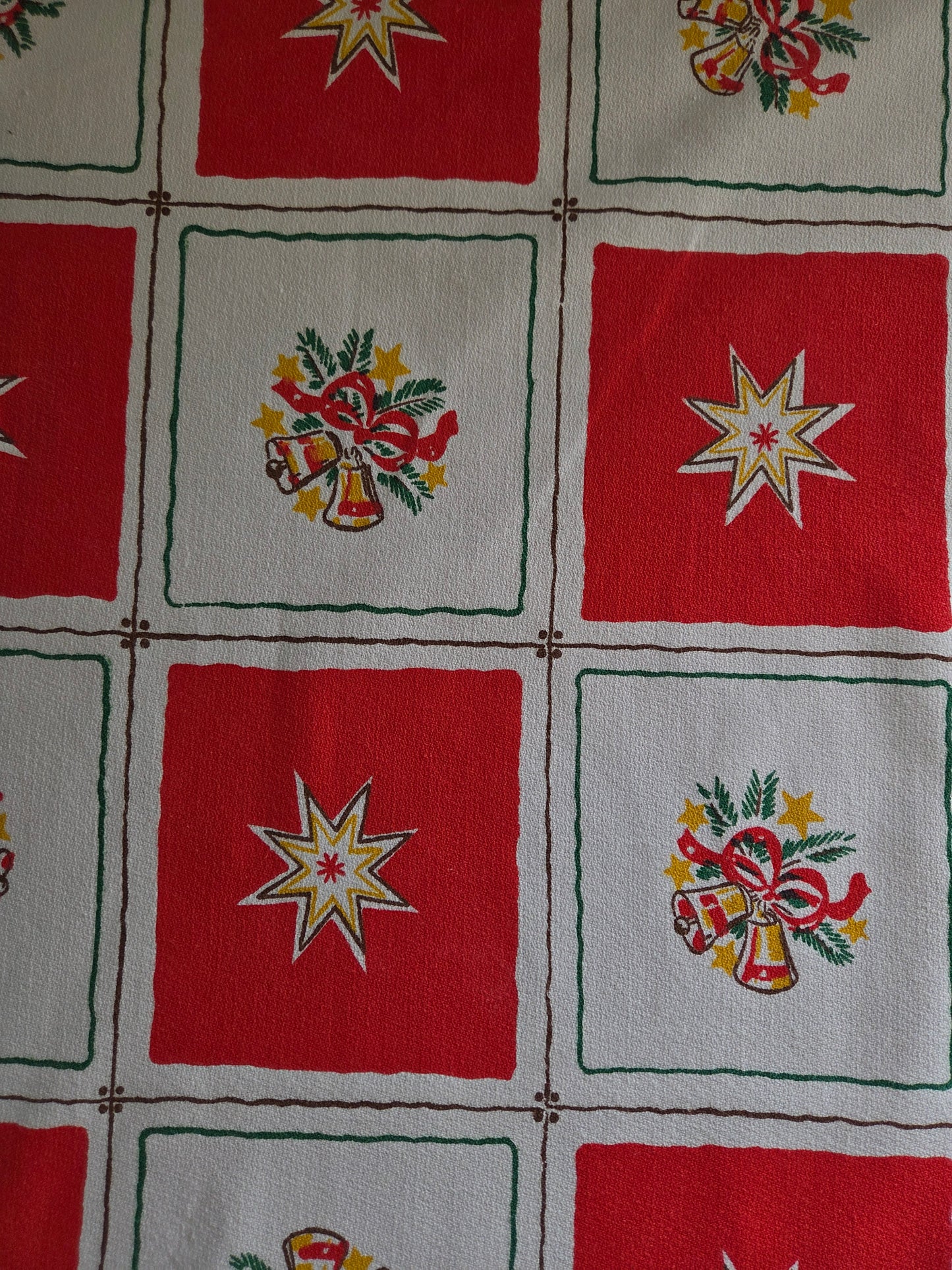 Vintage Swedish Christmas Tablecloth - Red and White Squares