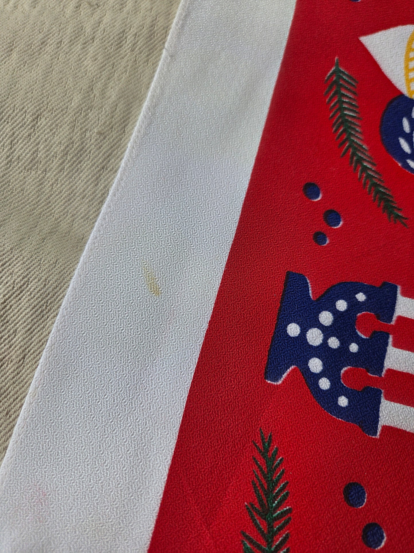 Vintage Swedish Christmas Tablecloth - Candles, Tomtes and Baubles