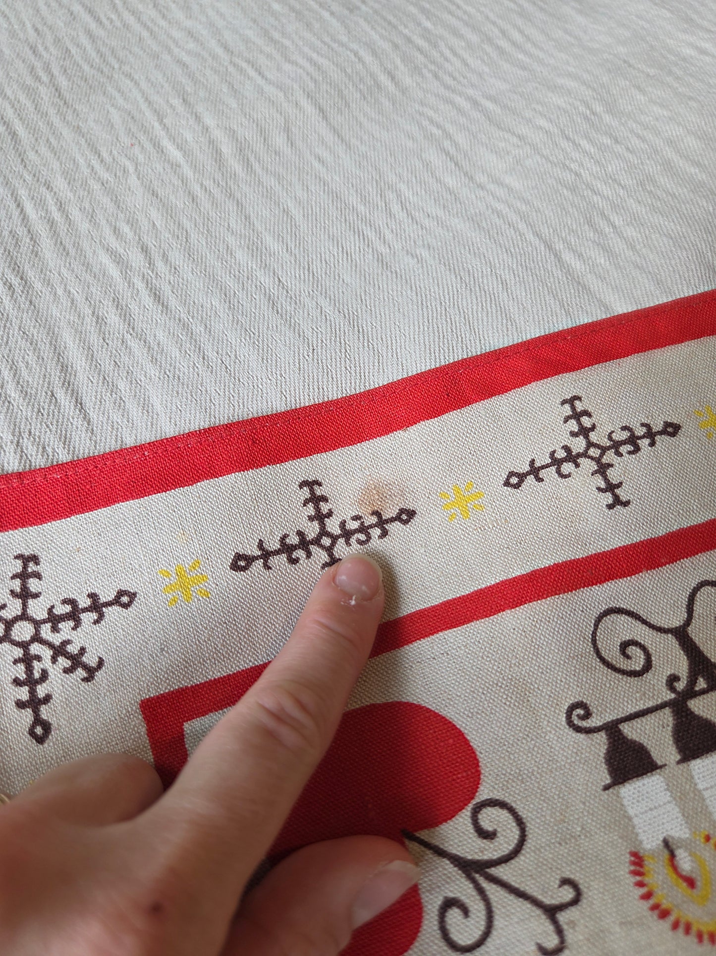 Vintage Swedish Christmas Napkin - Candles and Hearts