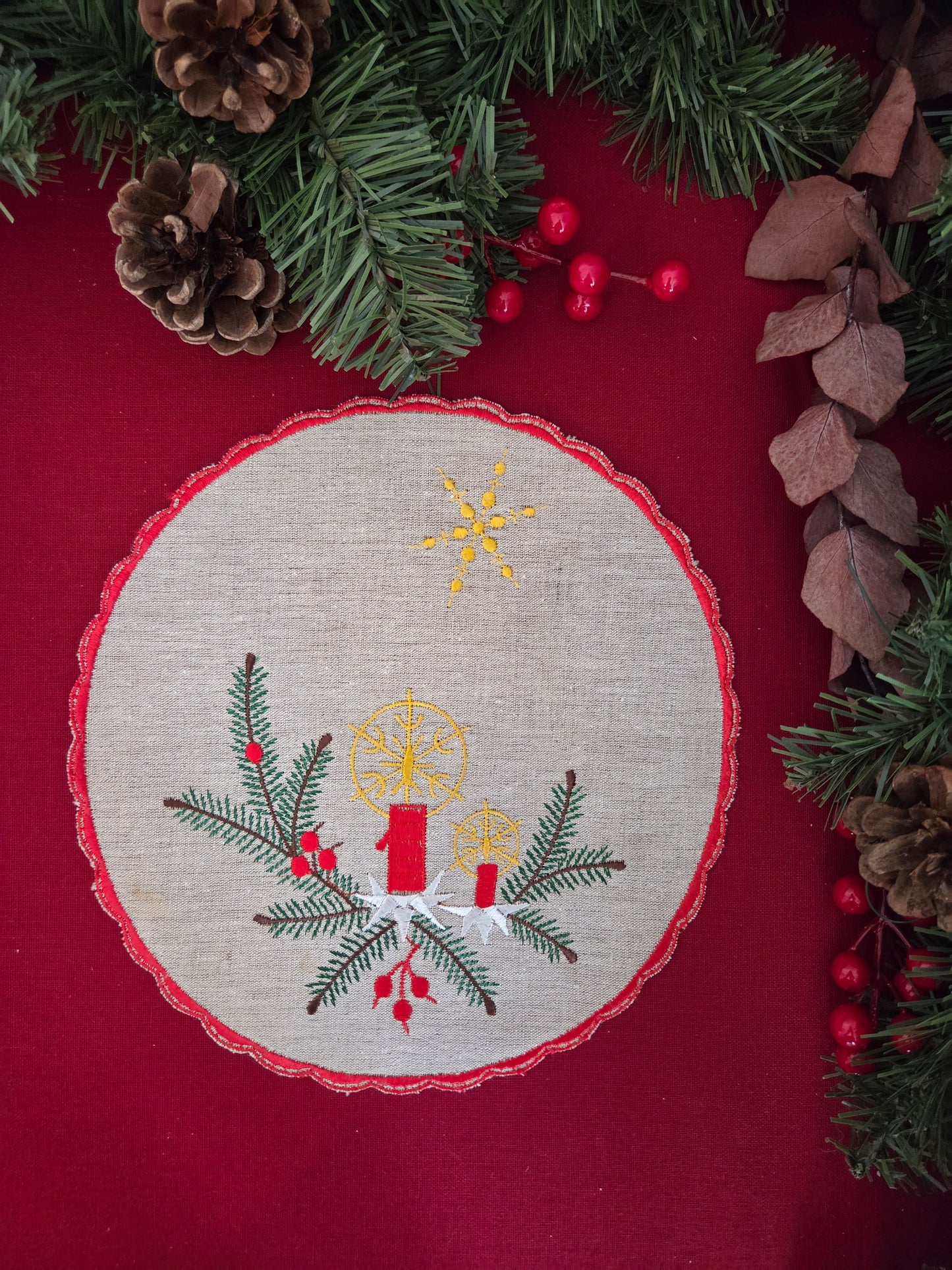 Vintage Swedish Christmas Placemat - Round