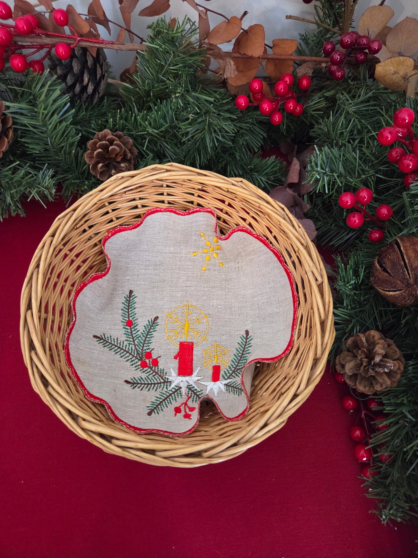 Vintage Swedish Christmas Placemat - Round