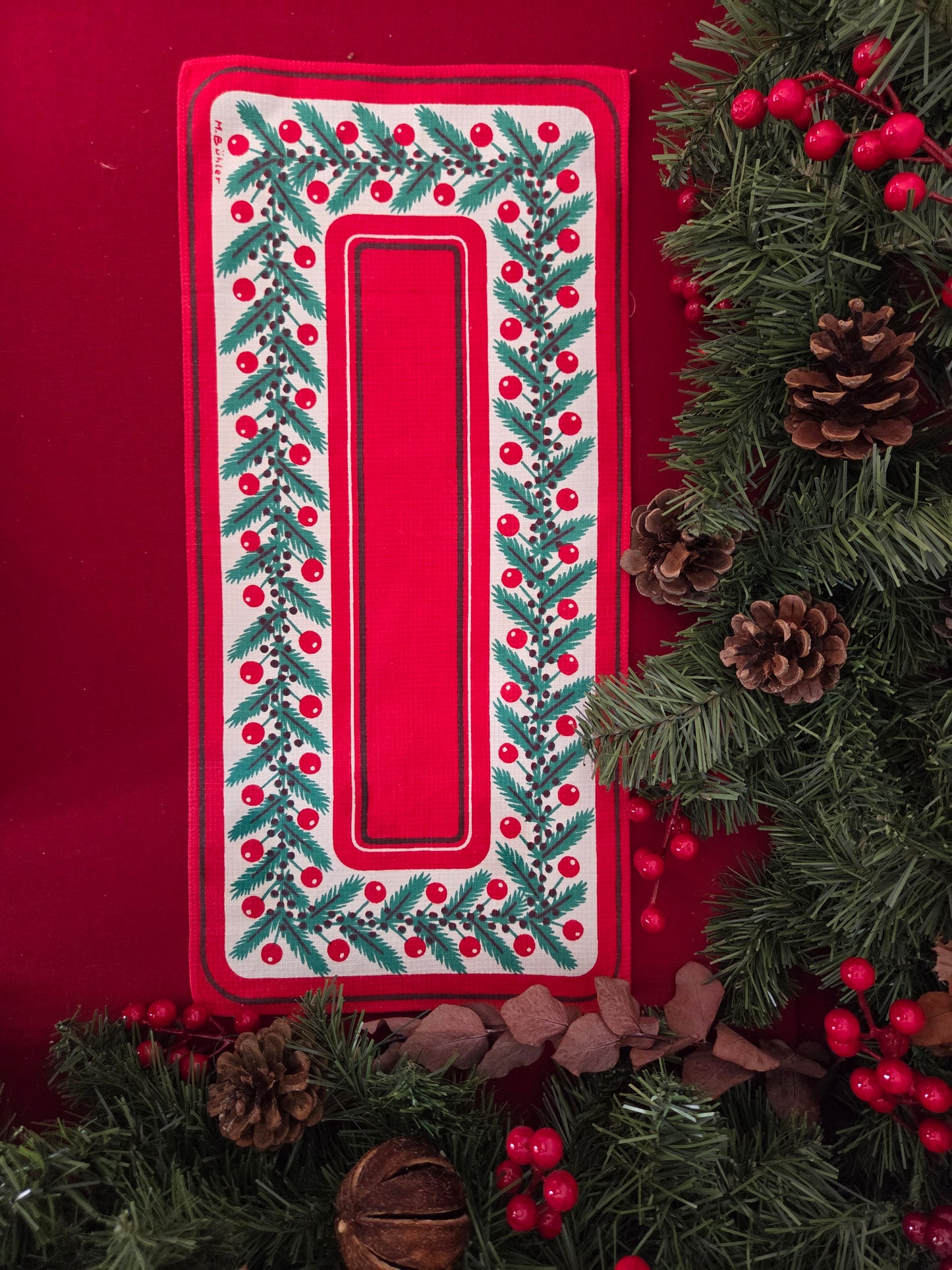 Vintage Swedish Christmas Placemat - Berries