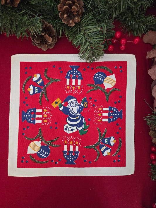 Vintage Swedish Christmas Napkin - Baubles and Candles