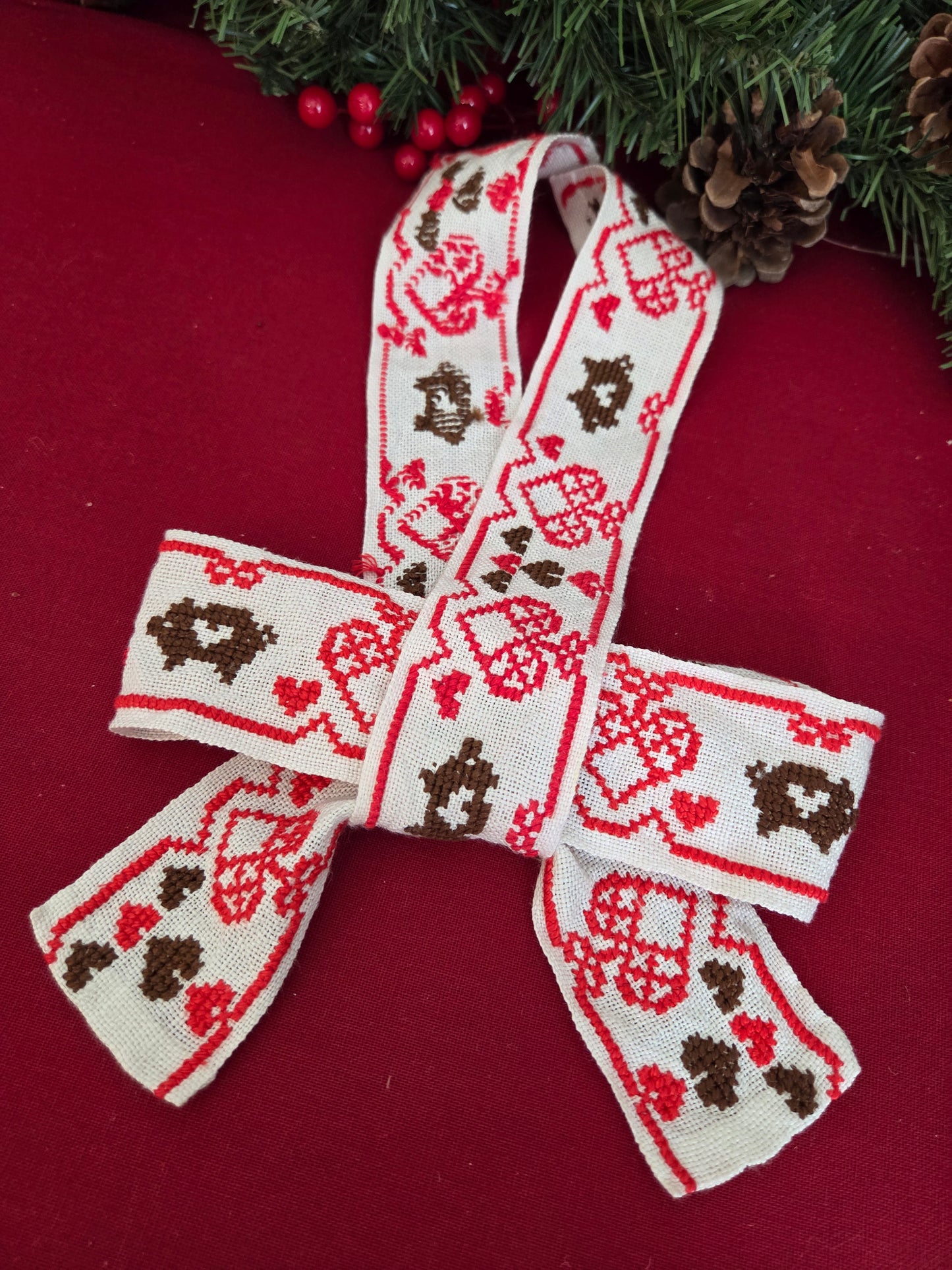 Embroidered Christmas Ribbon