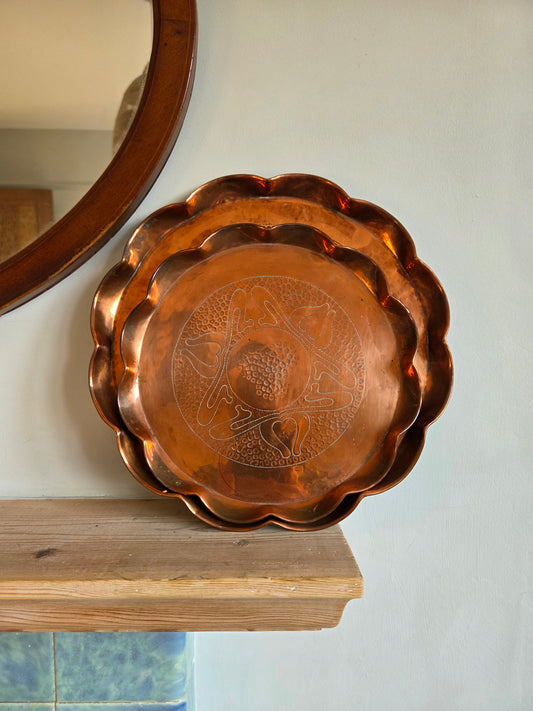Copper Arts & Crafts Hammered Trays