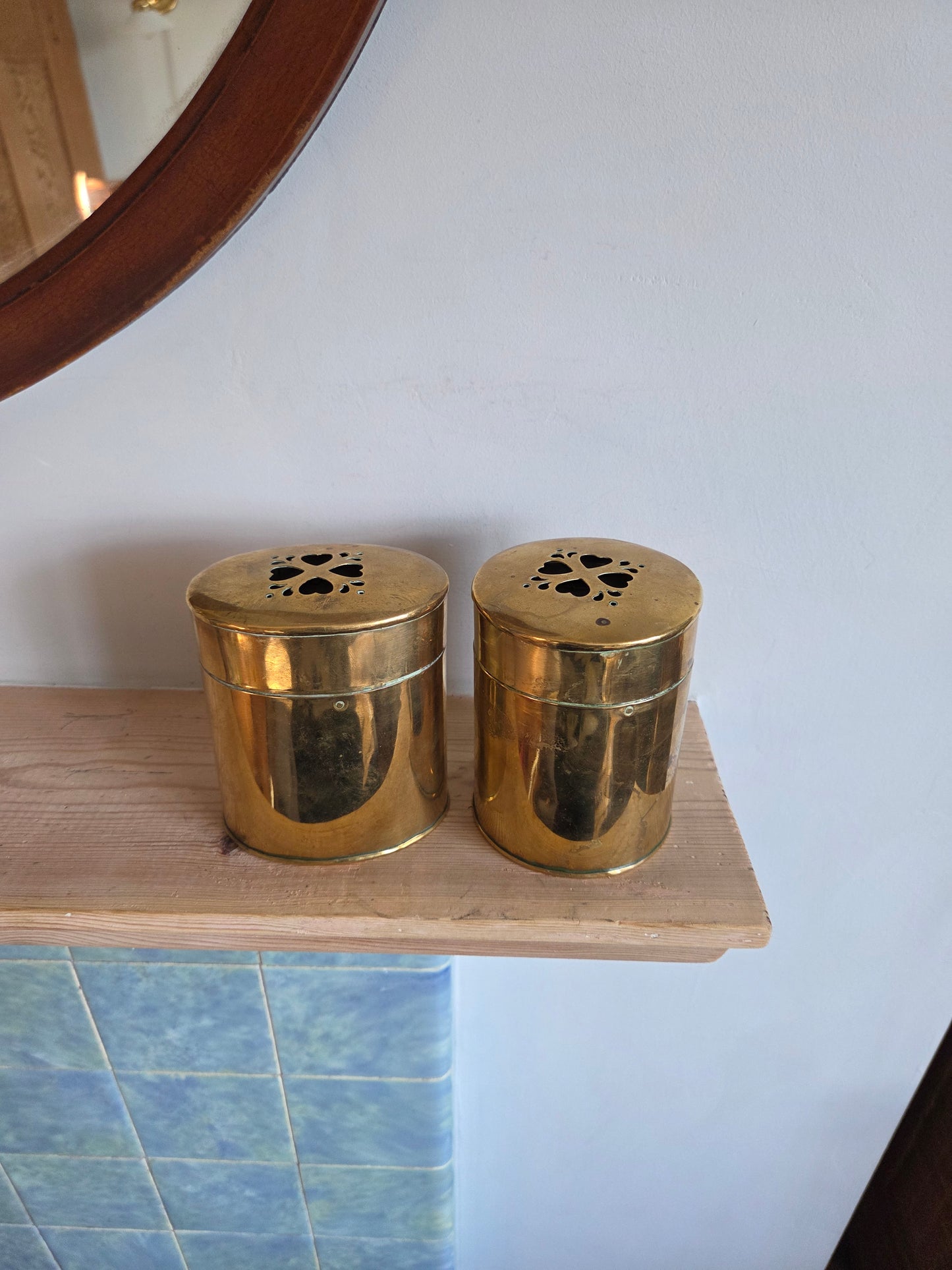 Round Brass Pot with Heart Cutouts