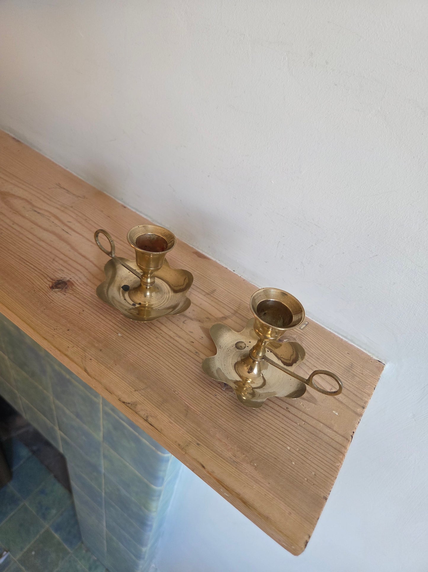 Brass Flower Candlesticks