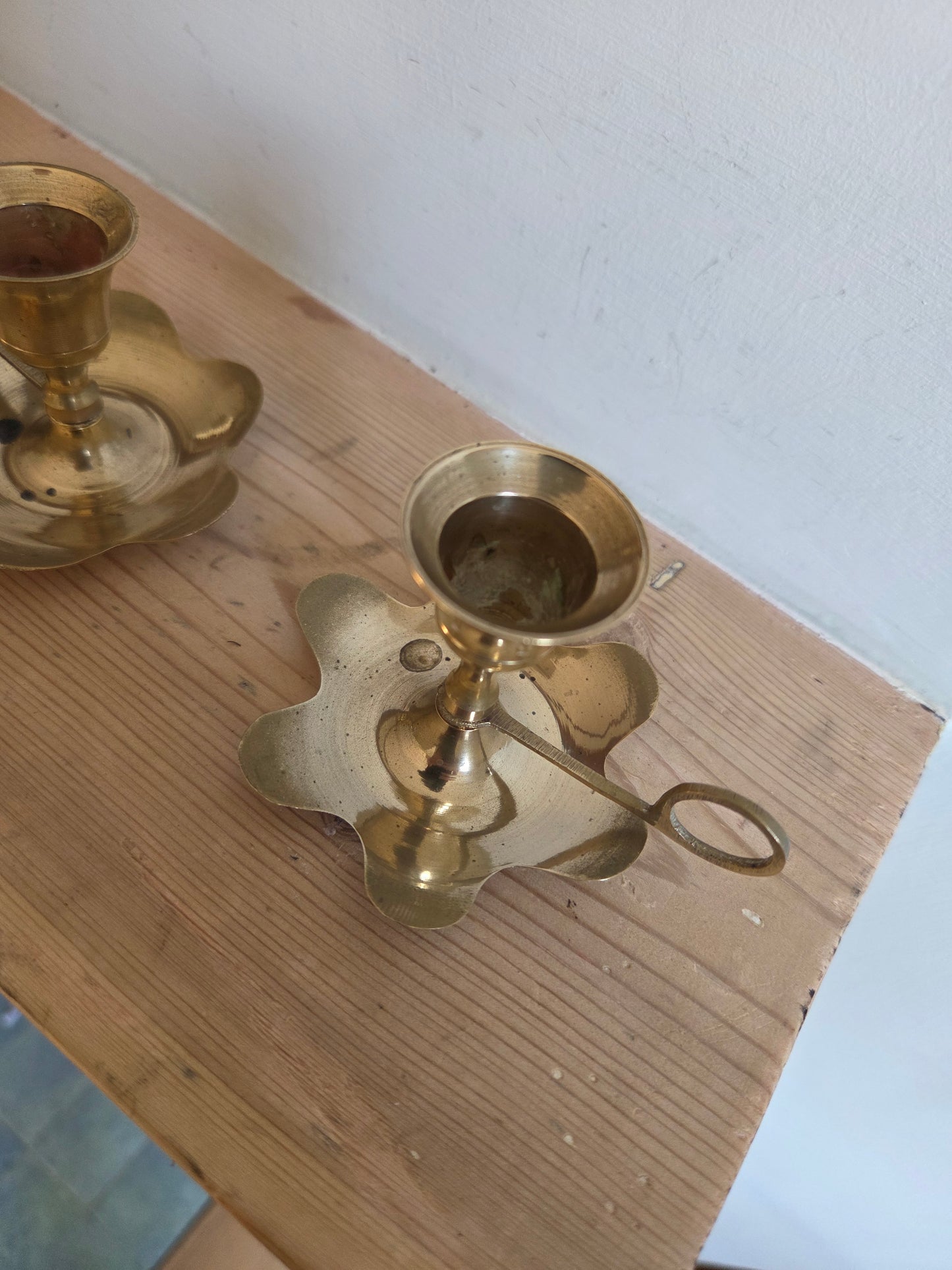 Brass Flower Candlesticks