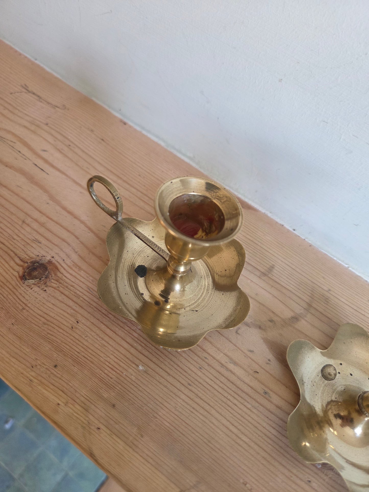 Brass Flower Candlesticks