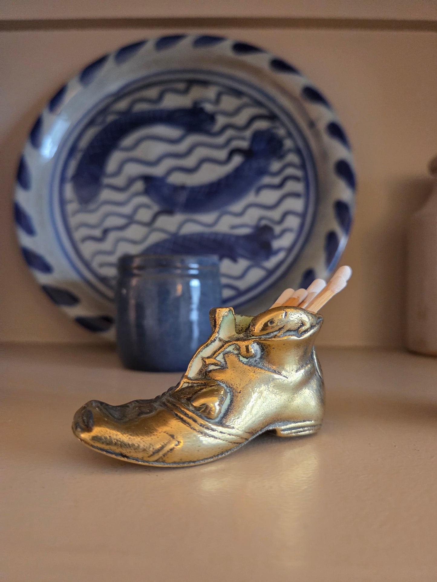 Brass Boot Match Holder Ornament