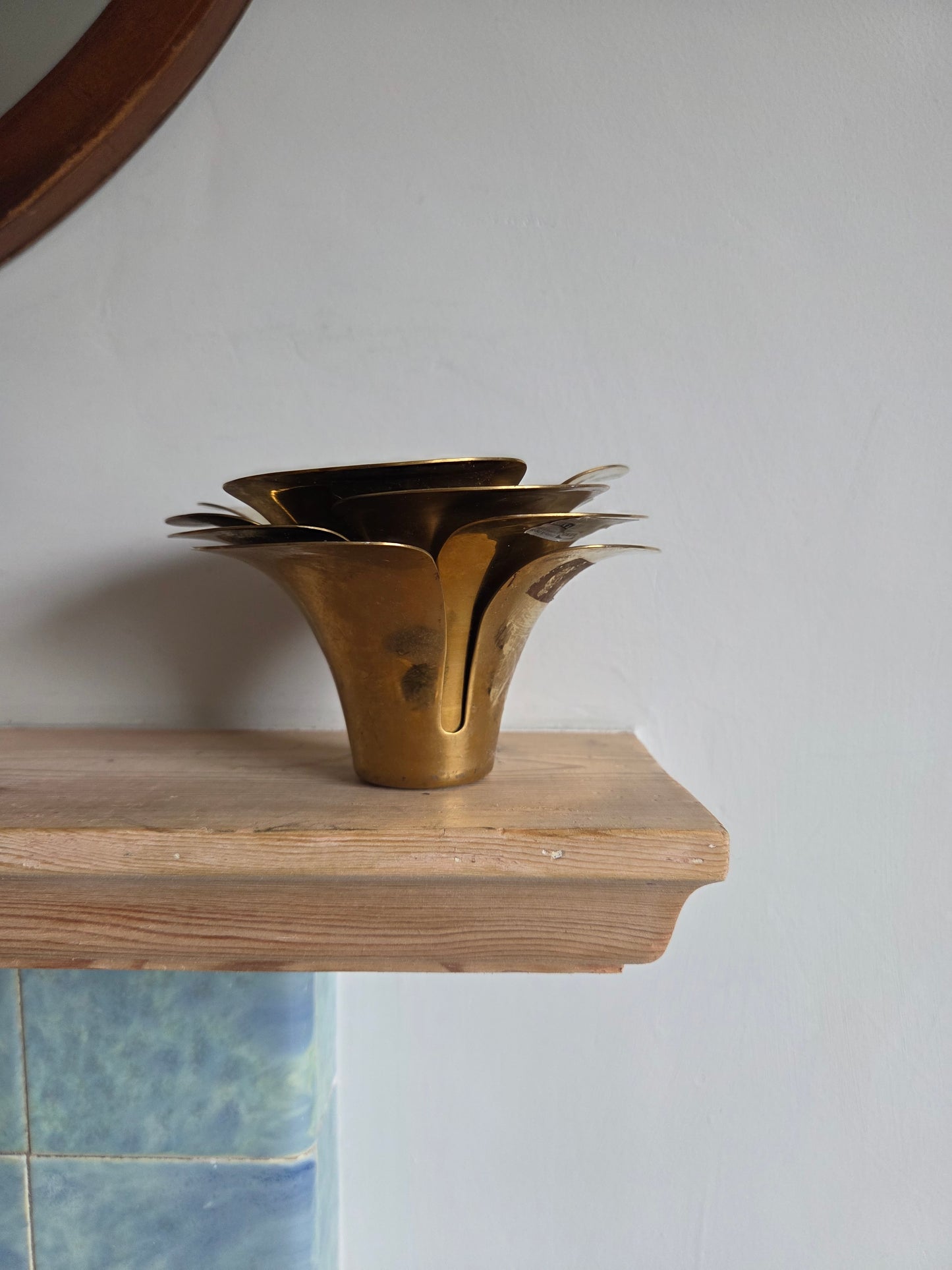 Vintage Brass Flower Tealight Holders - Set of 3