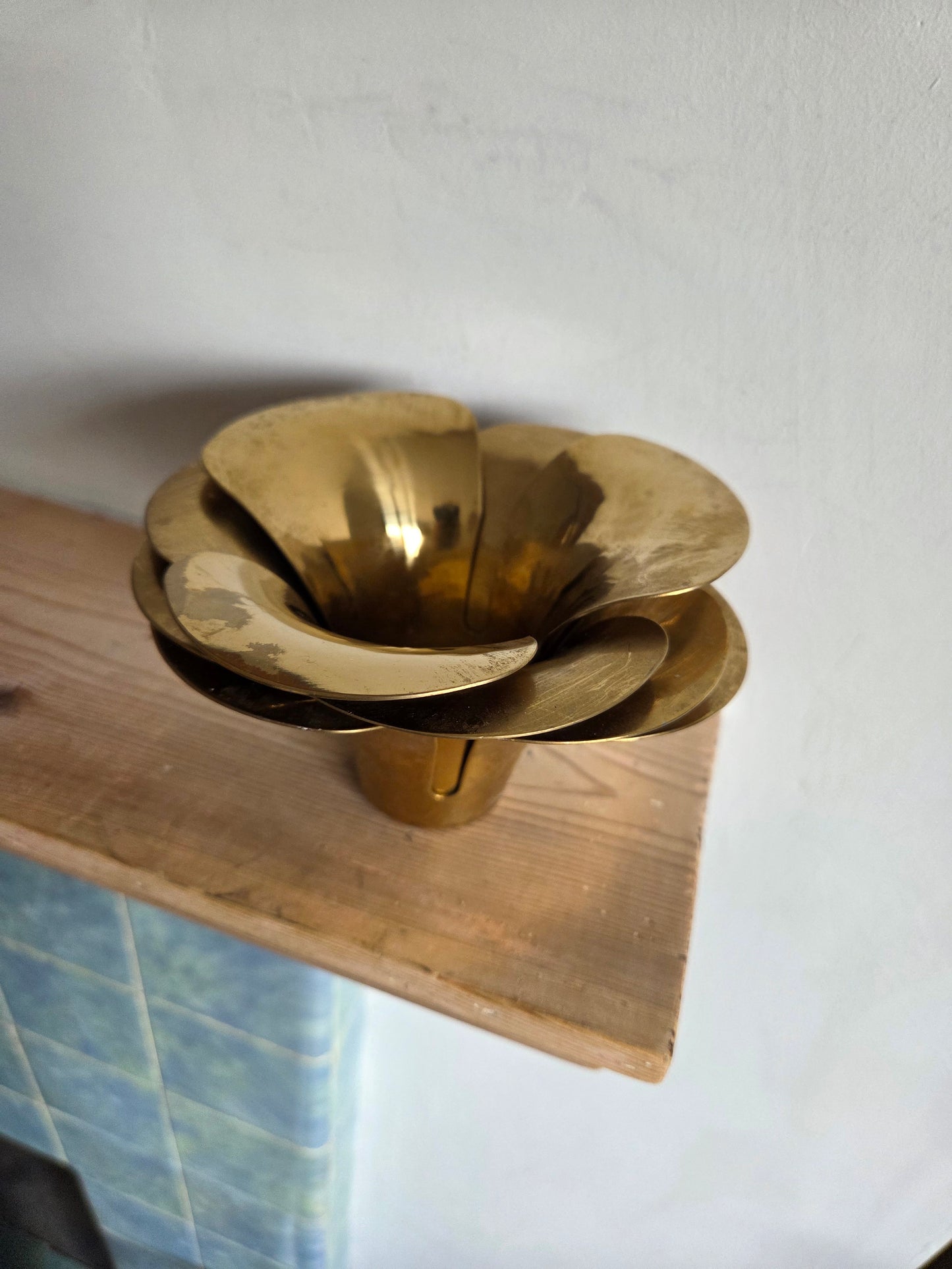 Vintage Brass Flower Tealight Holders - Set of 3