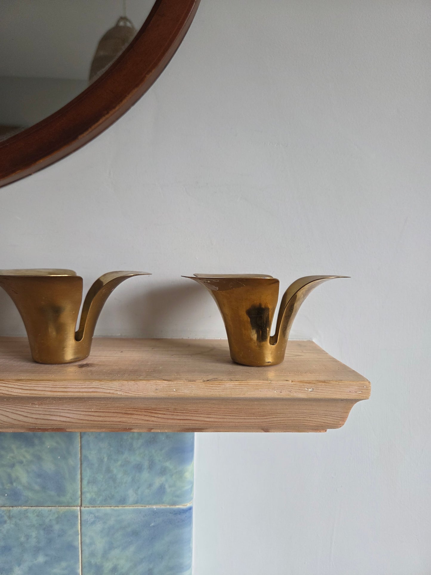 Vintage Brass Flower Tealight Holders - Set of 3