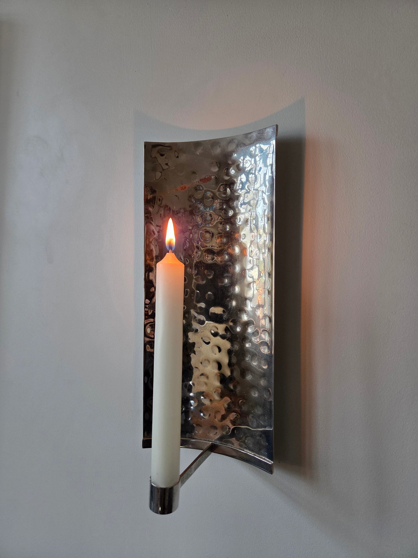 Hammered Silver Candle Sconces
