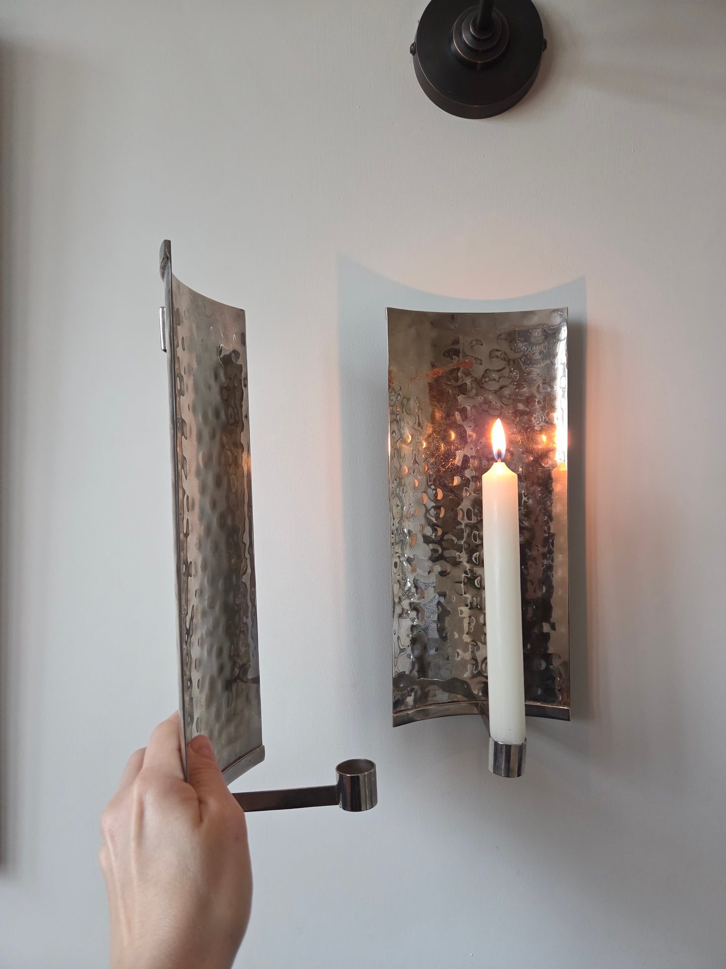 Hammered Silver Candle Sconces