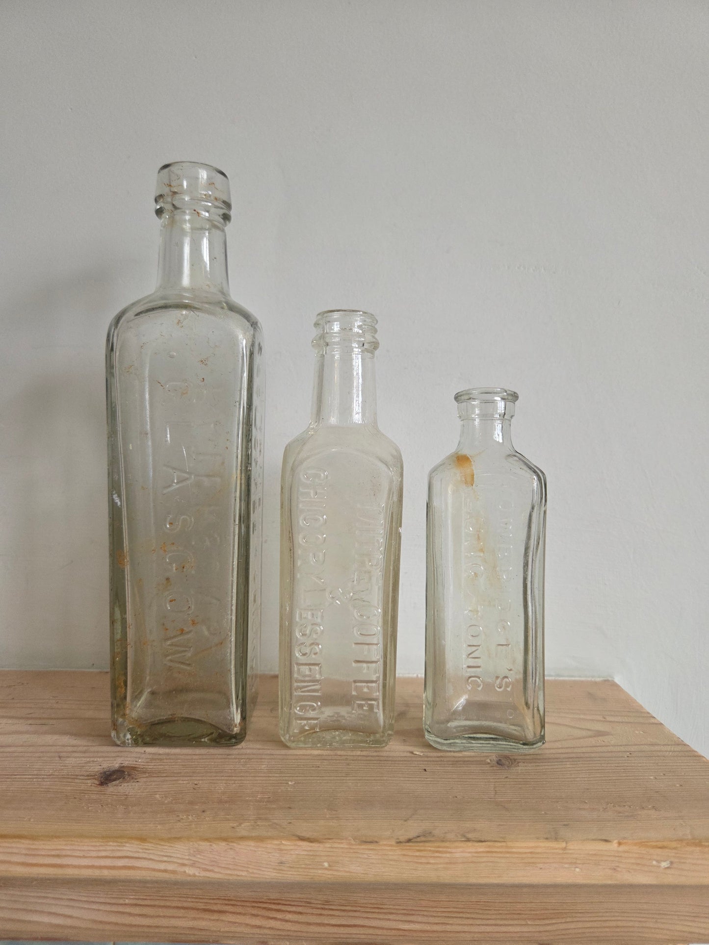 Set of 3 Glass Bottles