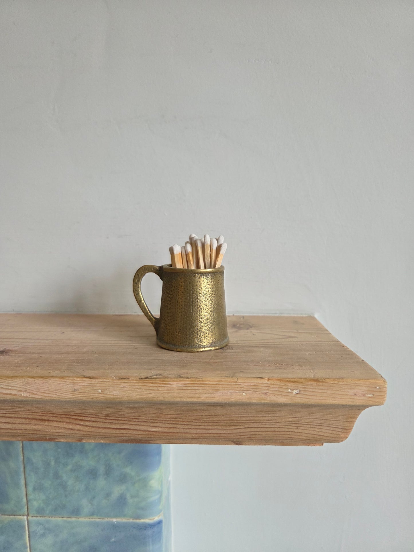 Small Brass Match Pot with Handle
