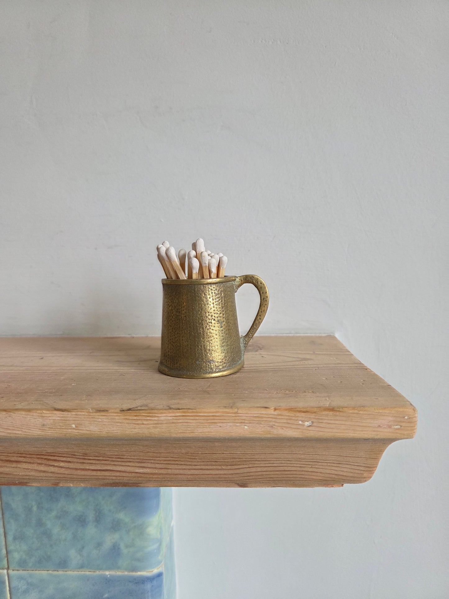 Small Brass Match Pot with Handle