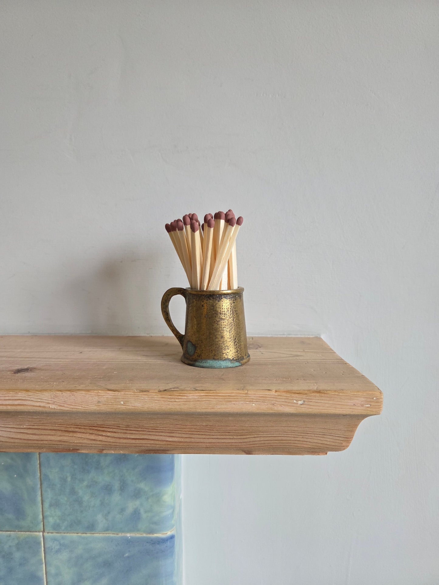 Small Brass Match Pot with Handle