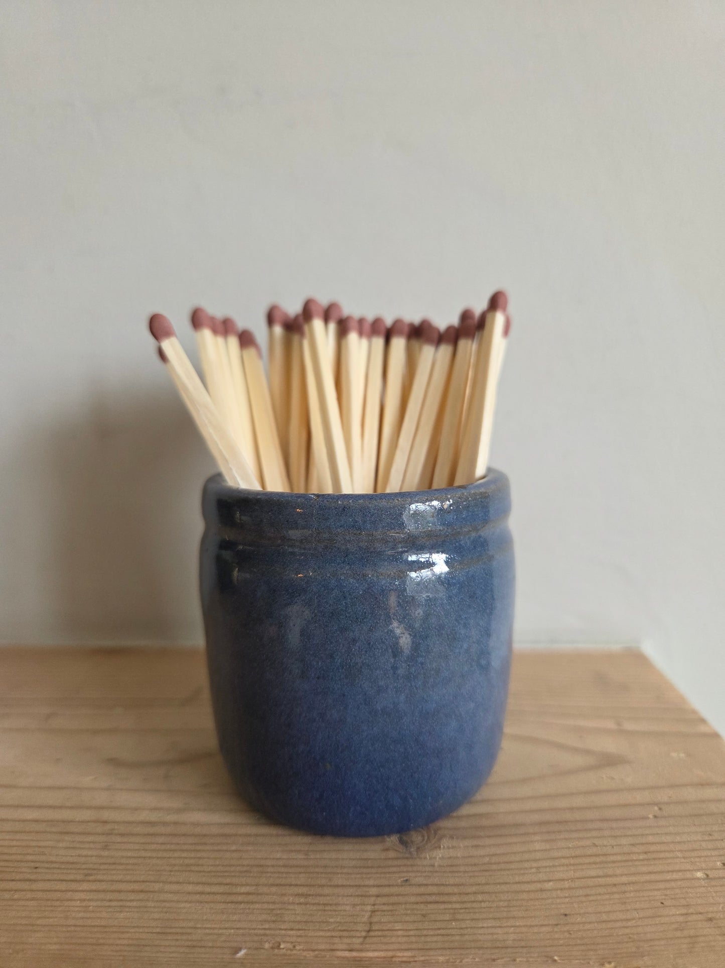 Blue Ceramic Match Pot