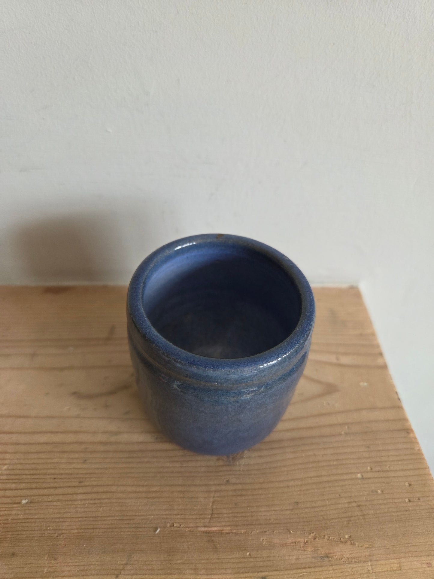 Blue Ceramic Match Pot