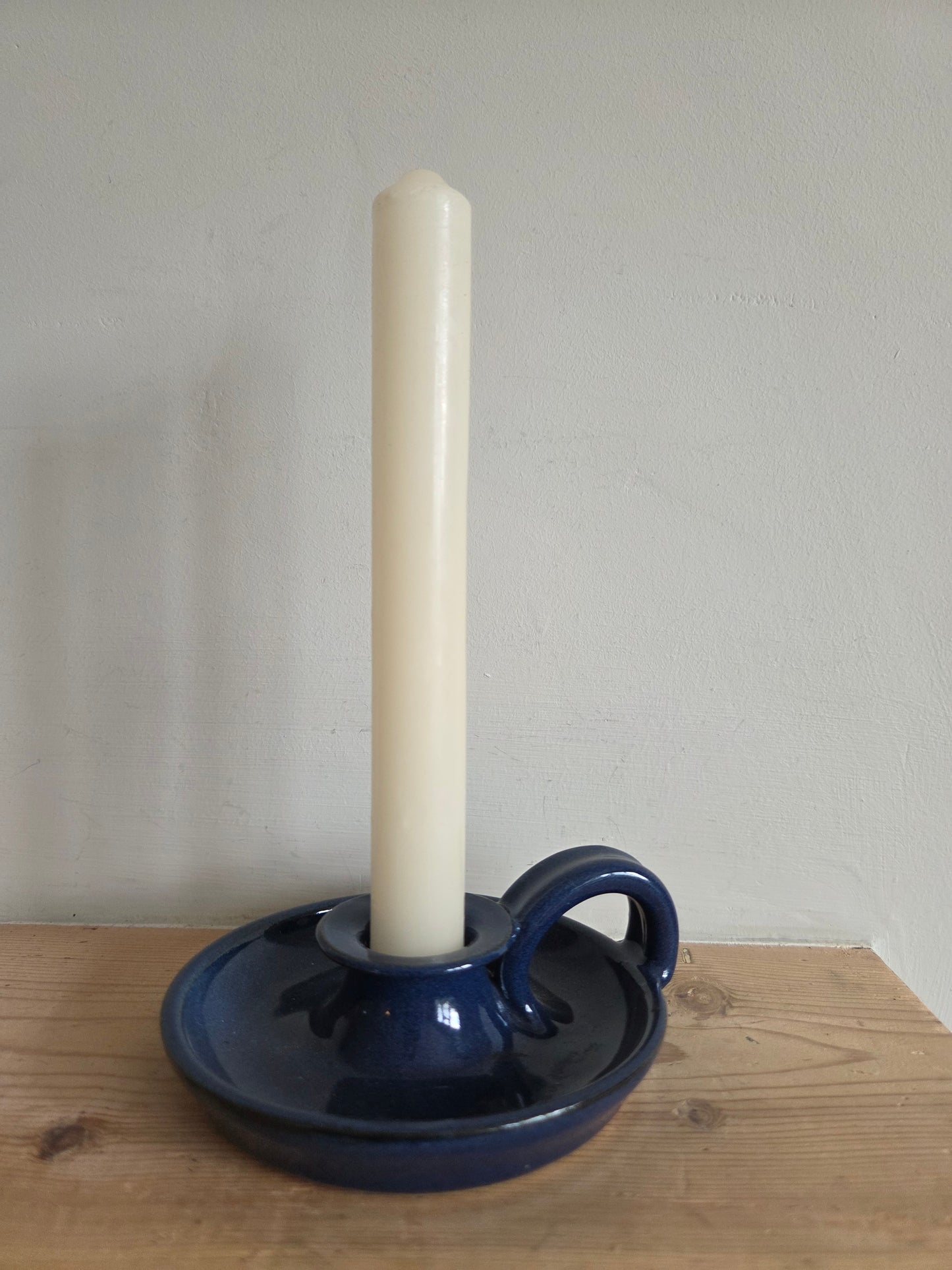 Blue Stoneware Candle Holder