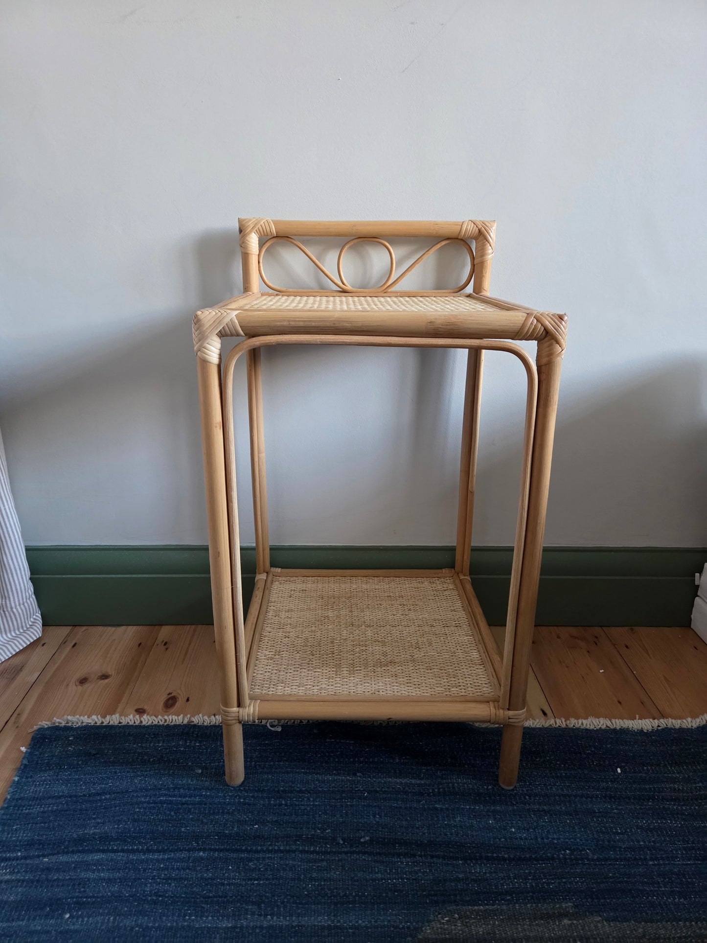 Two Tier Bamboo and Rattan Table