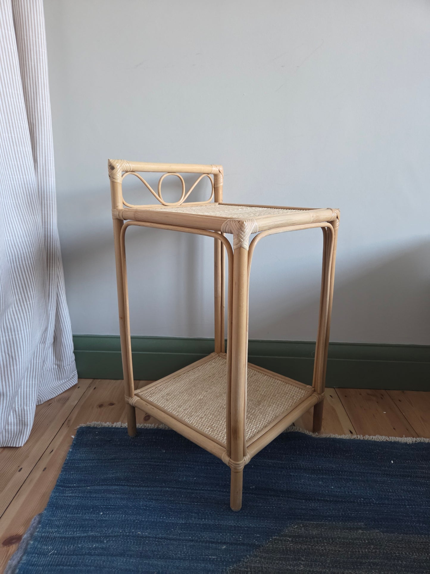 Two Tier Bamboo and Rattan Table