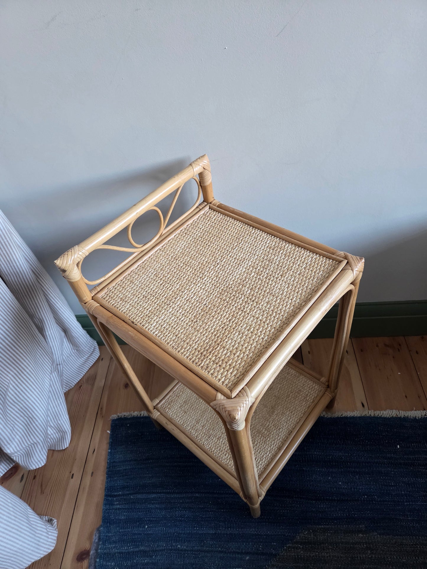 Two Tier Bamboo and Rattan Table
