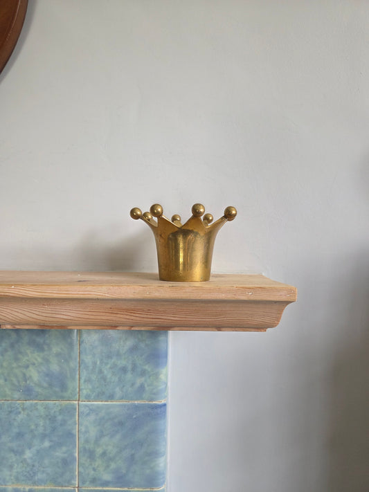 Large Brass Crown Tealight Holder