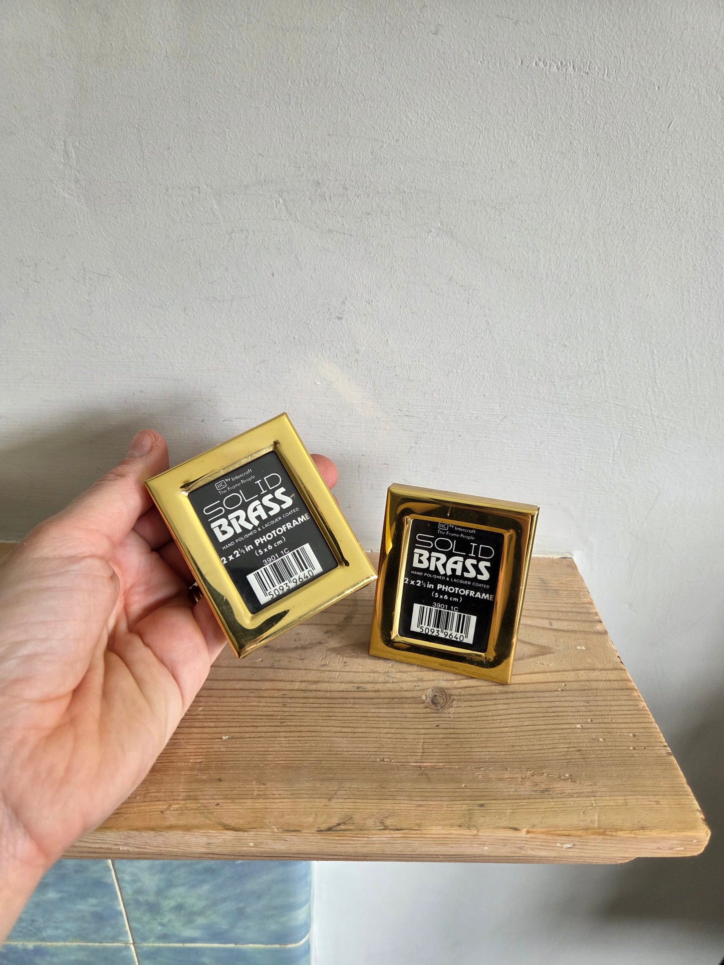 A Pair of Mini Brass Photo Frames
