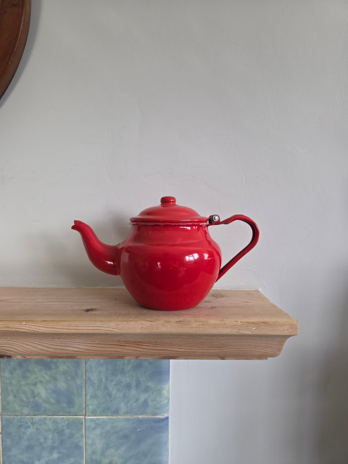 Vintage Red Enamel Teapot