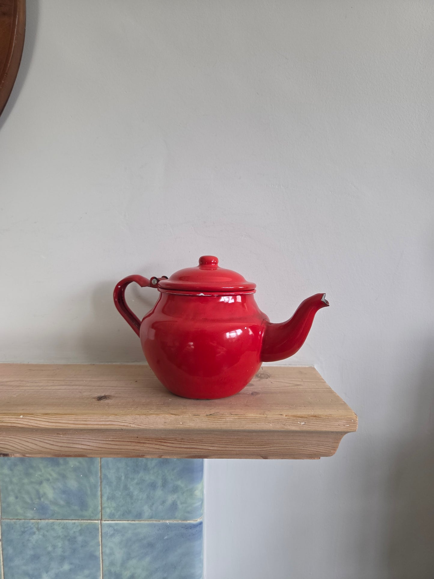Vintage Red Enamel Teapot
