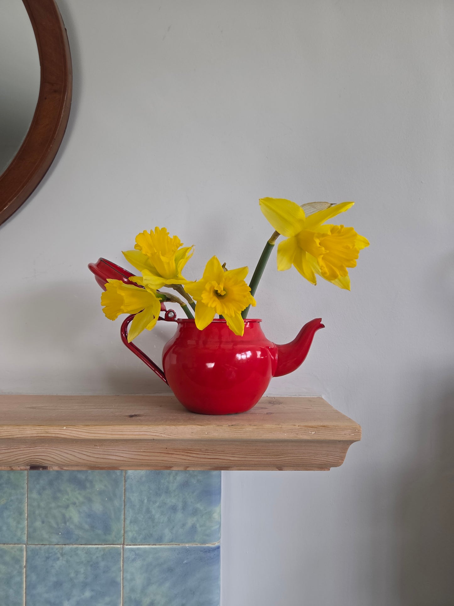 Vintage Red Enamel Teapot