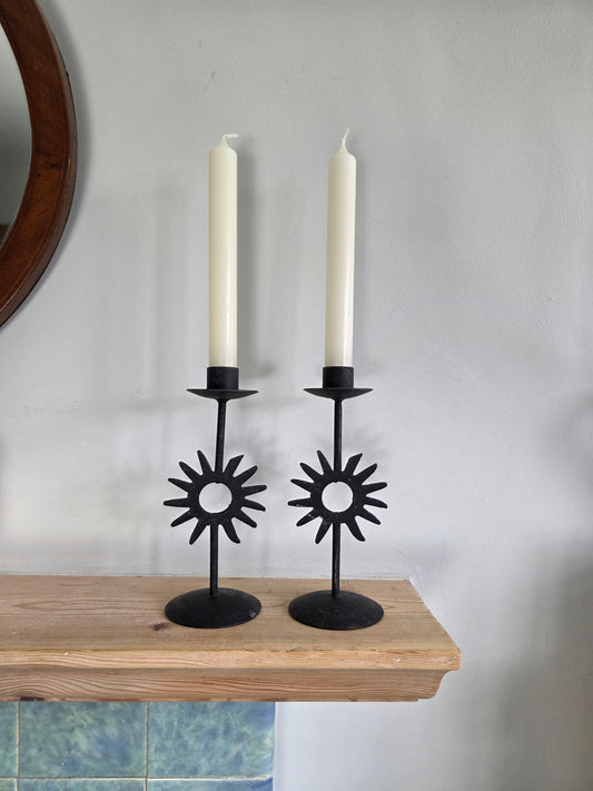 90s Celestial Sun Candlesticks