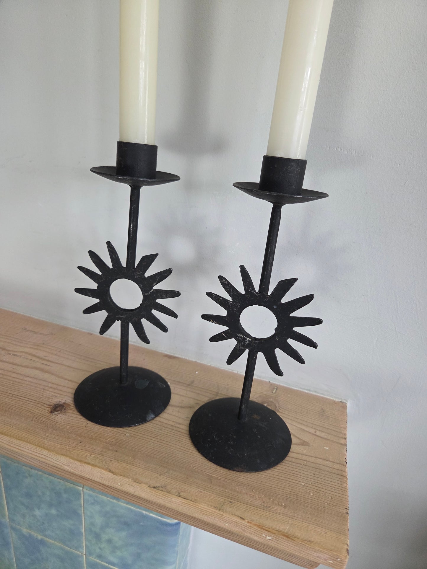 90s Celestial Sun Candlesticks