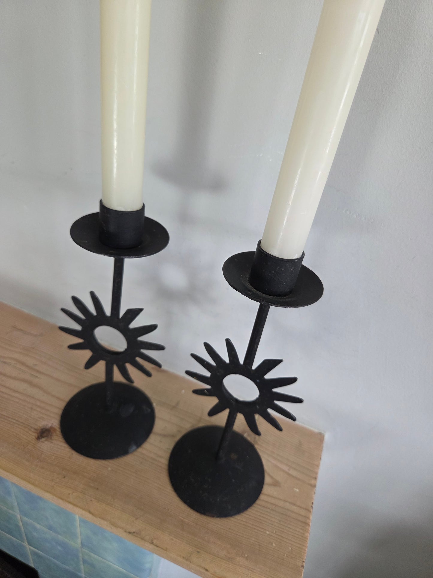 90s Celestial Sun Candlesticks