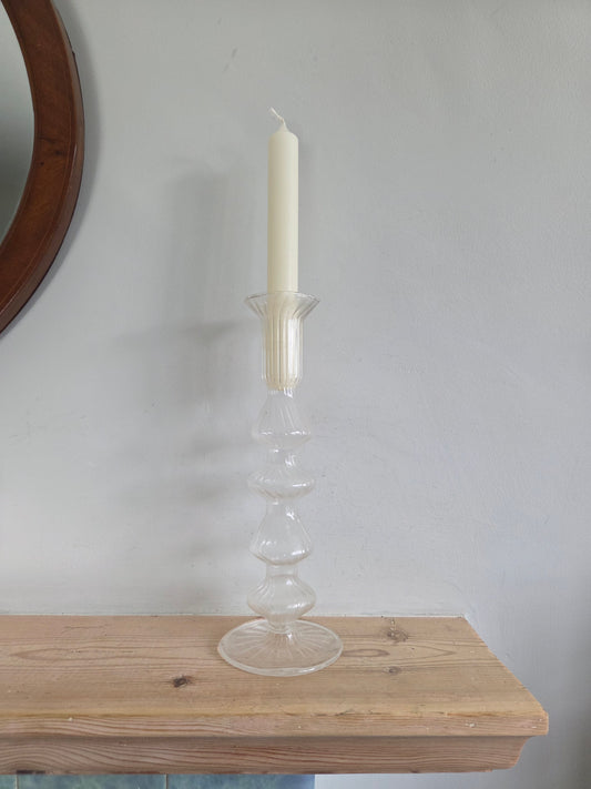 Ribbed Glass Candle Holder