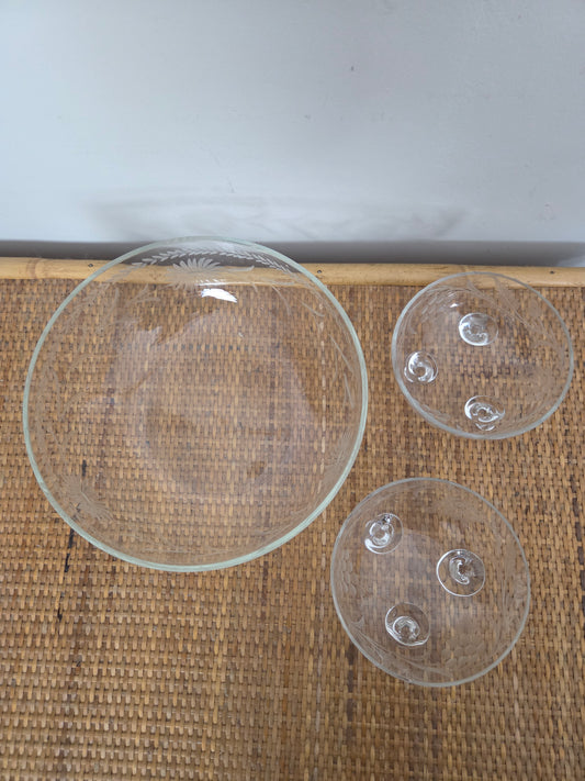 Vintage Glass Dessert Bowl Set