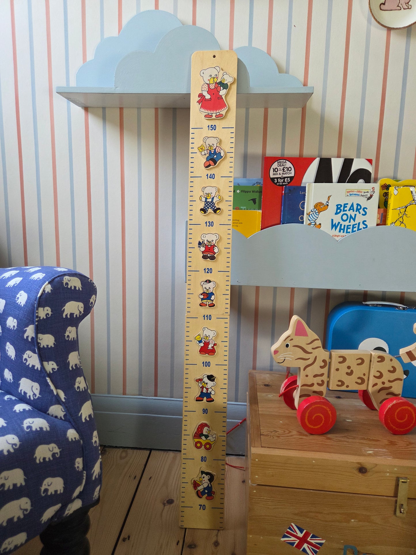 Vintage Wooden Teddy Bear Height Chart