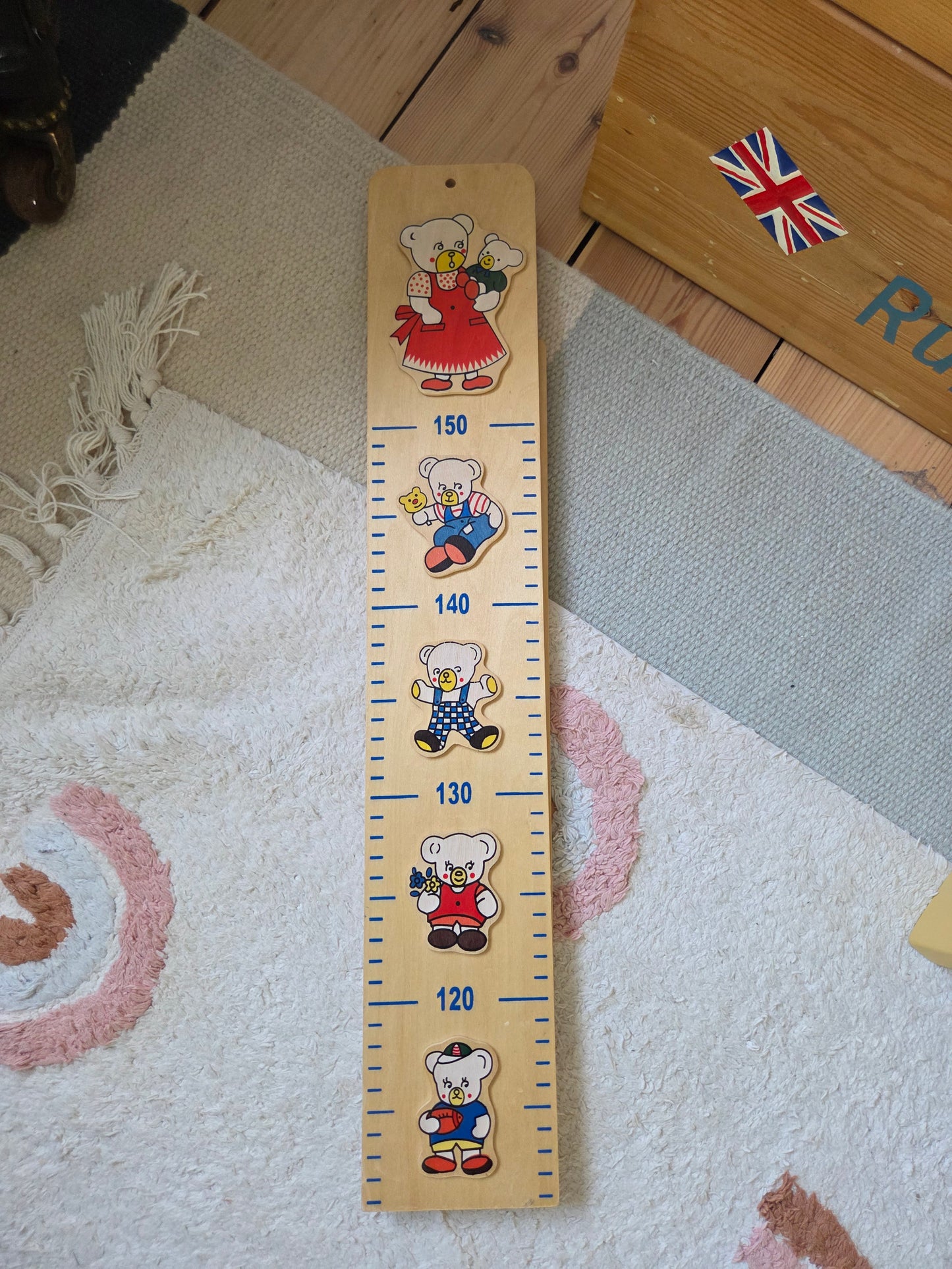 Vintage Wooden Teddy Bear Height Chart