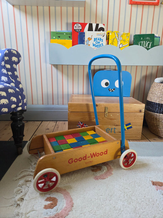 Vintage Child's Walker with Wooden Blocks