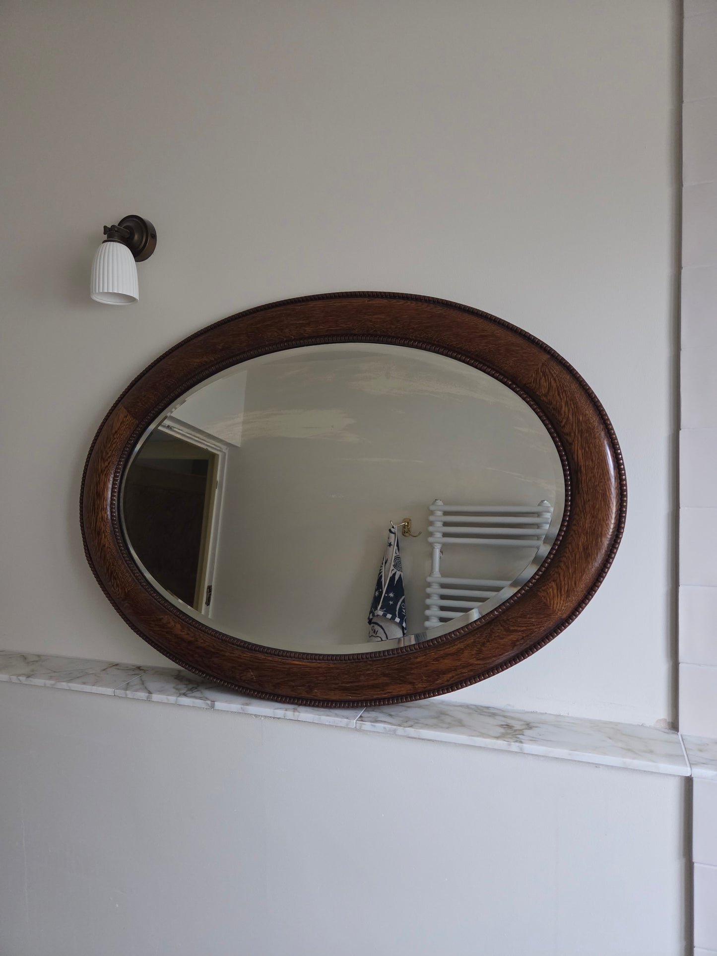 Large Vintage Oak Oval Mirror